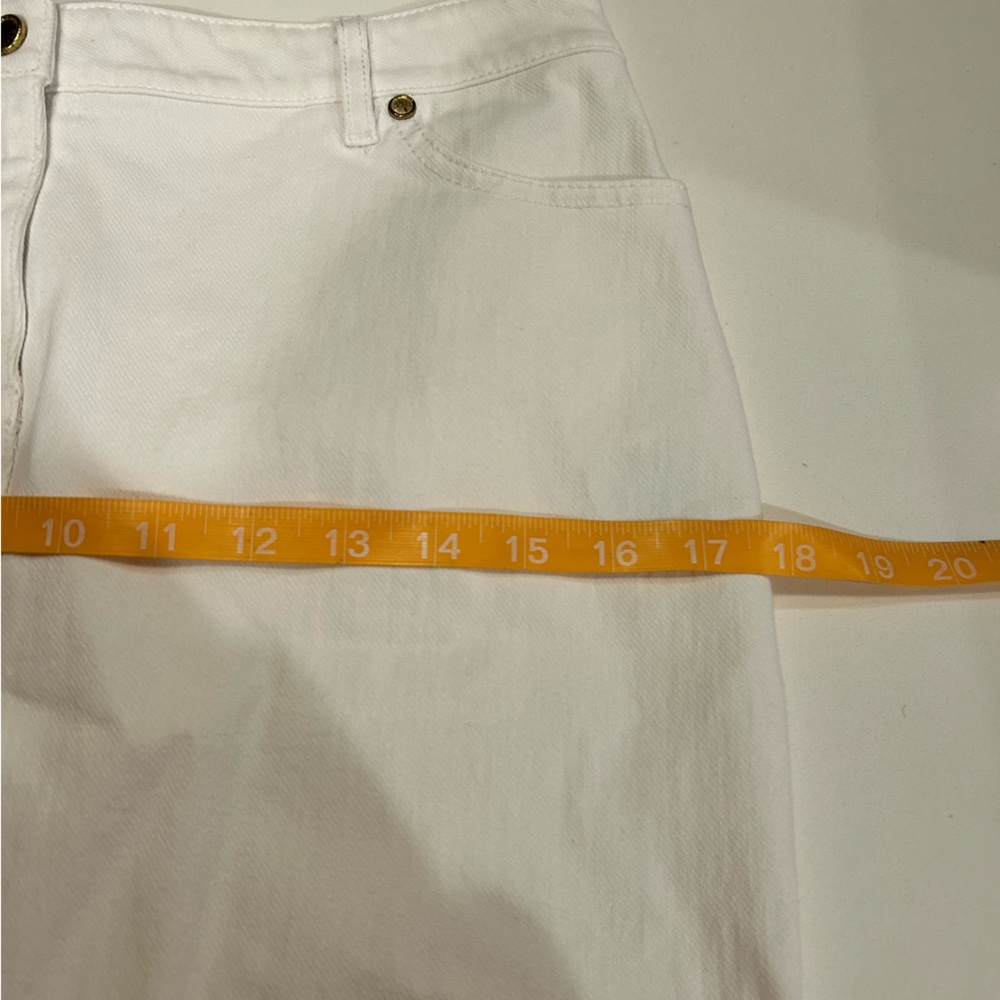 J. McLaughlin preppy classic summer white denim mini knee length skirt size 4 - Picture 6 of 9